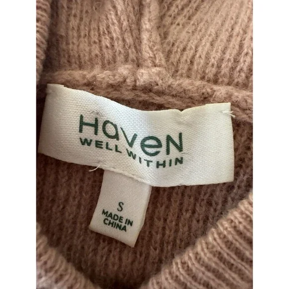 Haven Well Within 100% Cashmere Waffle Hoodie Sweater Size S